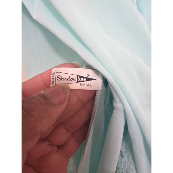 Shadowline Light Green Lace-Trimmed Nightgown  Floral Embroidery Short Sleeve - Picture 7 of 9